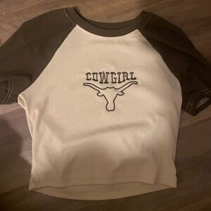 SHEIN Brown and Cream Graphic Tee